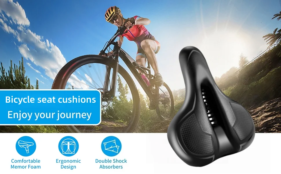 Description Picture 2 of itemUnisex Bicycle Saddle Shockproof Comfortable Cushion Big Butt Cushion Hollow Screen Ventilated Seat for Cycling MTB Road Bike