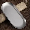 Retro Oval Stainless Steel Plate Thickened Silver Dessert Storage Tray Shallow Dishes Kitchen Tableware 3