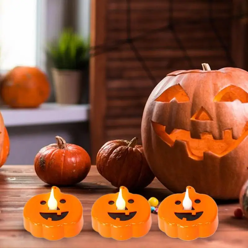 

Halloween Flameless Candle Battery Operated Lamps 12pcs LED Pumpkin Lights Festival Decor trick or treat decoration latern