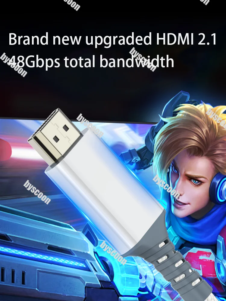 울트라 HD HDMI 2.1 케이블 아이스 화이트 8K 60Hz 4K 240Hz 48Gbps HDR10+ 와이어 (PS5, 노트북, TV 박스, 모니터, 게임용 액세서리) 1M/2M/3M
