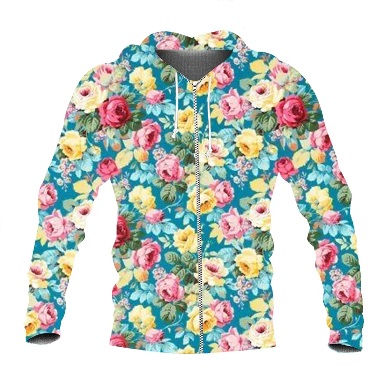 

Men's Sweatshirt Zipper Coat Woman Northeast China Flowers 3D Print Hoodies 2024 New Streetwear Hooded For Women Tracksuits Top