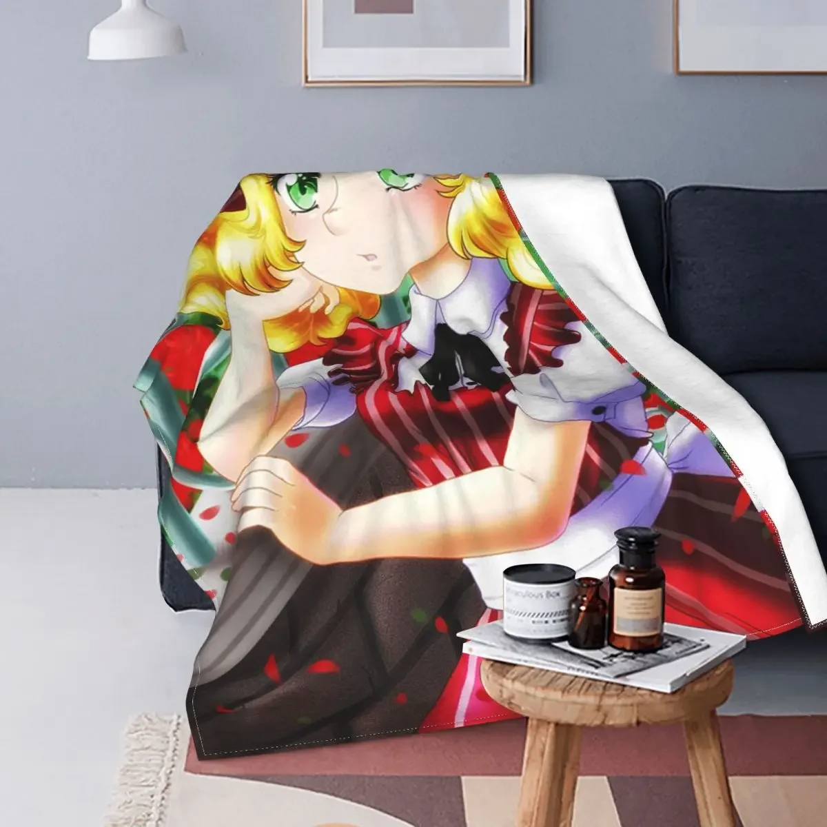 

Kawaii Cute Girl Knitted Blanket Candy Candy Japanese Anime Plush Throw Blanket Bed Sofa Portable Soft Warm Bedspreads