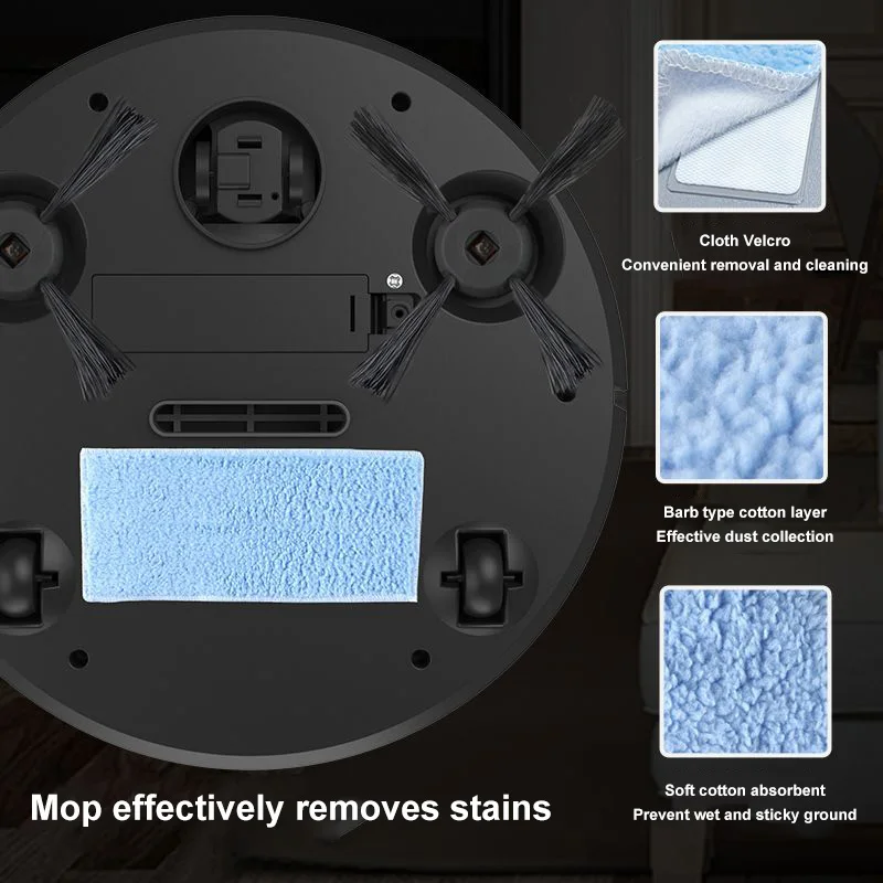 Portable Vacuum Cleaner Robot Vacuum Cleaner 6000PA Smart Robot Vacuum Cleaner USB Charging 3-In-1Smart Sweeping Robot Spray Sweeper Floor Cleaner Dry Wet Cleaning 1200mAH
