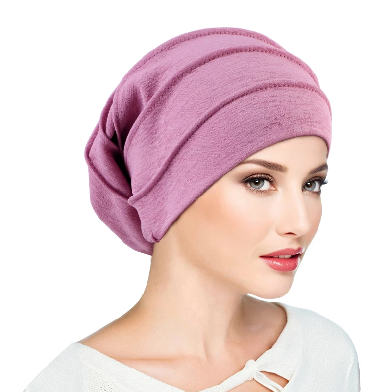 Chemo Hat Tight Beanie Muslim Women Stretch Sleep Chemo Hat Cotton