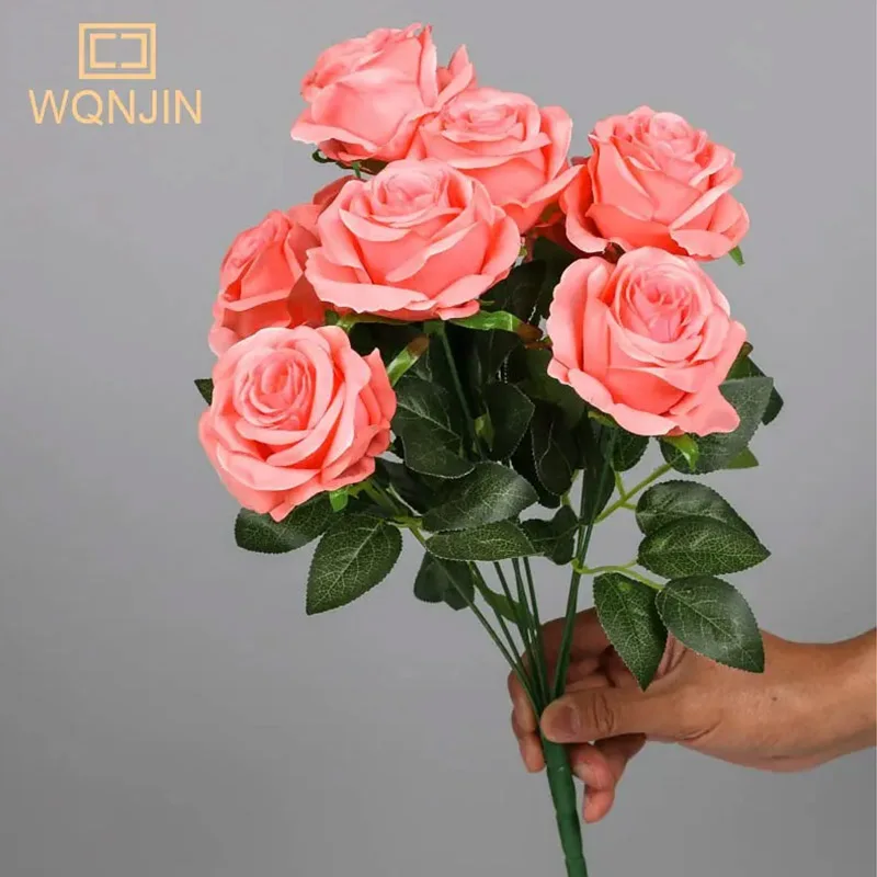 Elegant Artificial Rose Bouquet - Pink & Red Silk Floral Arrangement for Wedding and Home Décor