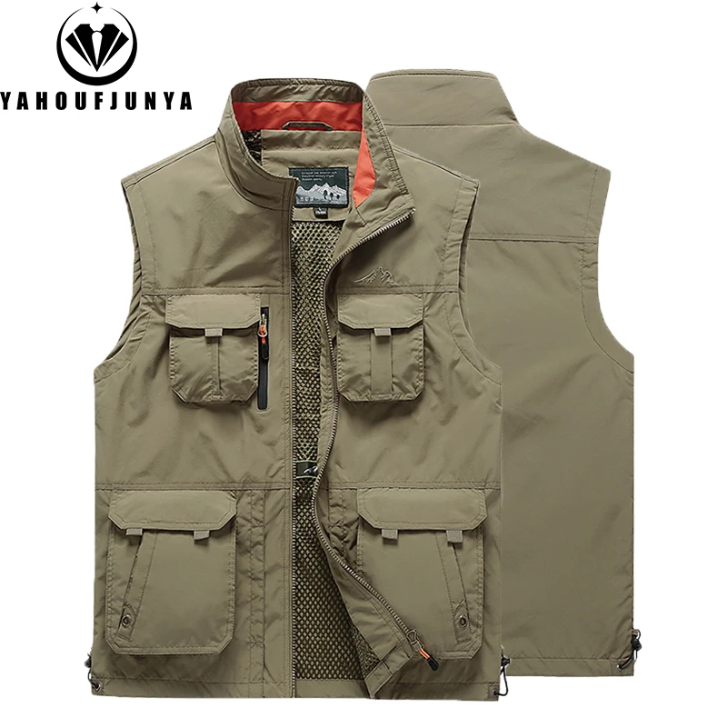 Veste sans manches multi-poches pour pêche printemps été 2024 couleur unie grande taille 6XL