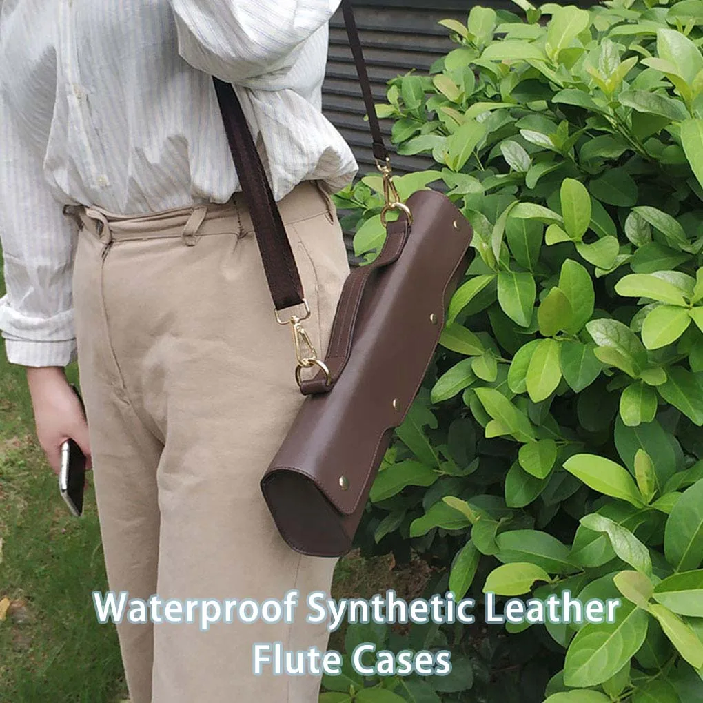 Flute Case Handbag Storage Bag Musical Synthetic Leather Lightweight Concert Shoulder Strap Exterior Pocket Accessories