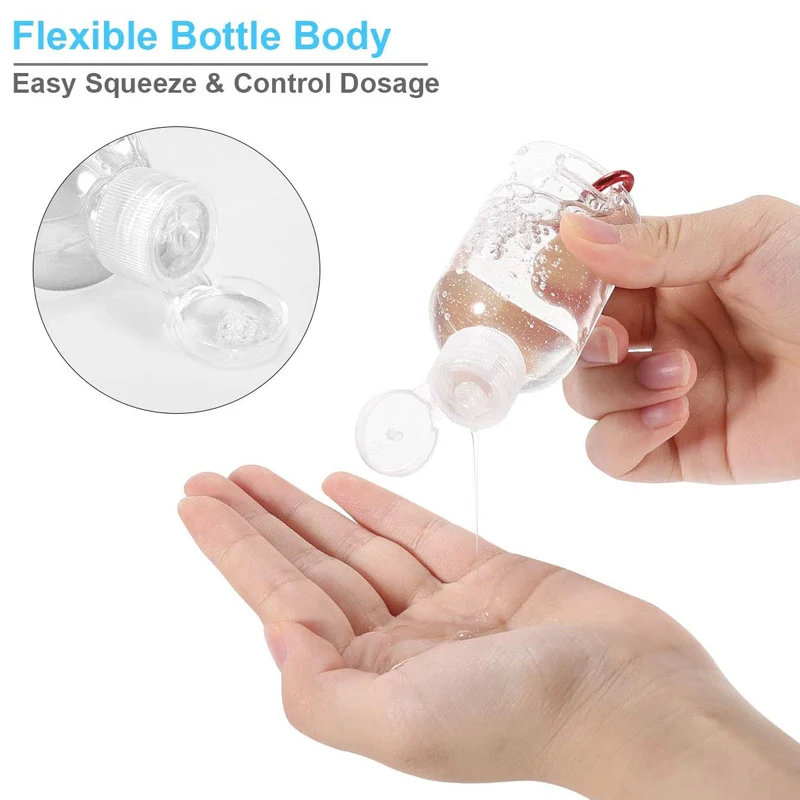 30/50ml Antiseptische Alkohol Spray Flasche Transparent Hand Sanitizer  Flasche Leere Seife Dispenser Container Tragbare Haken