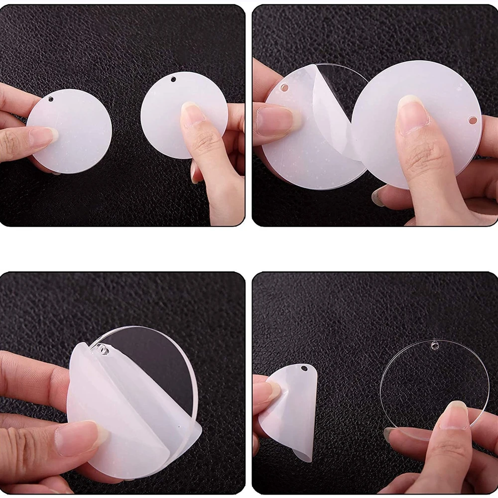 120Pcs Acrylic Blank Keychains for Vinyl kit Clear Acrylic Disc Charms Key Chains Jump Ring for DIY Craft Ornament Painting