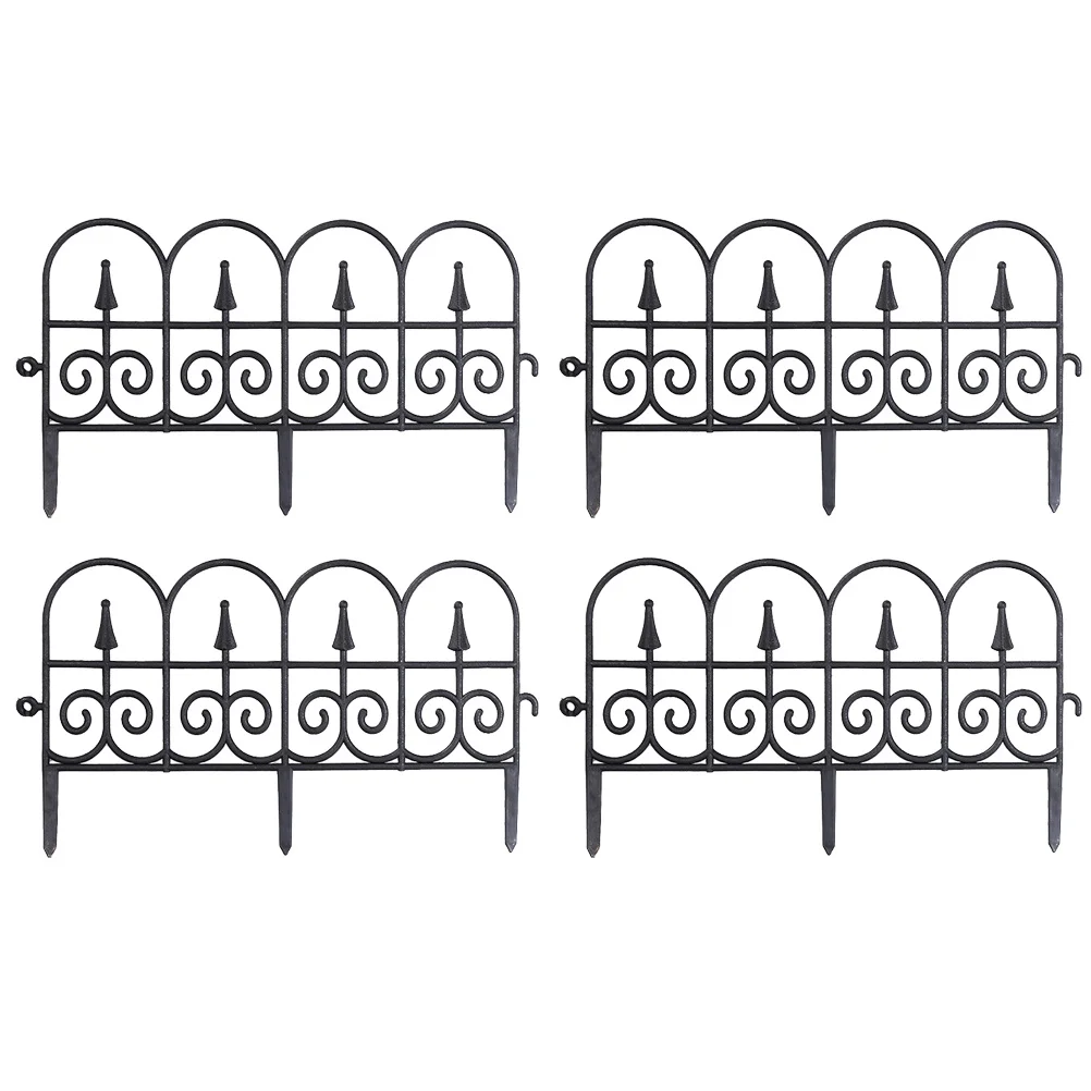 

4 Pcs Garden Iron Fence Lawn Outdoor Fencing Flower Bed Decor Decorative Border Panel Air Conditioner Plant