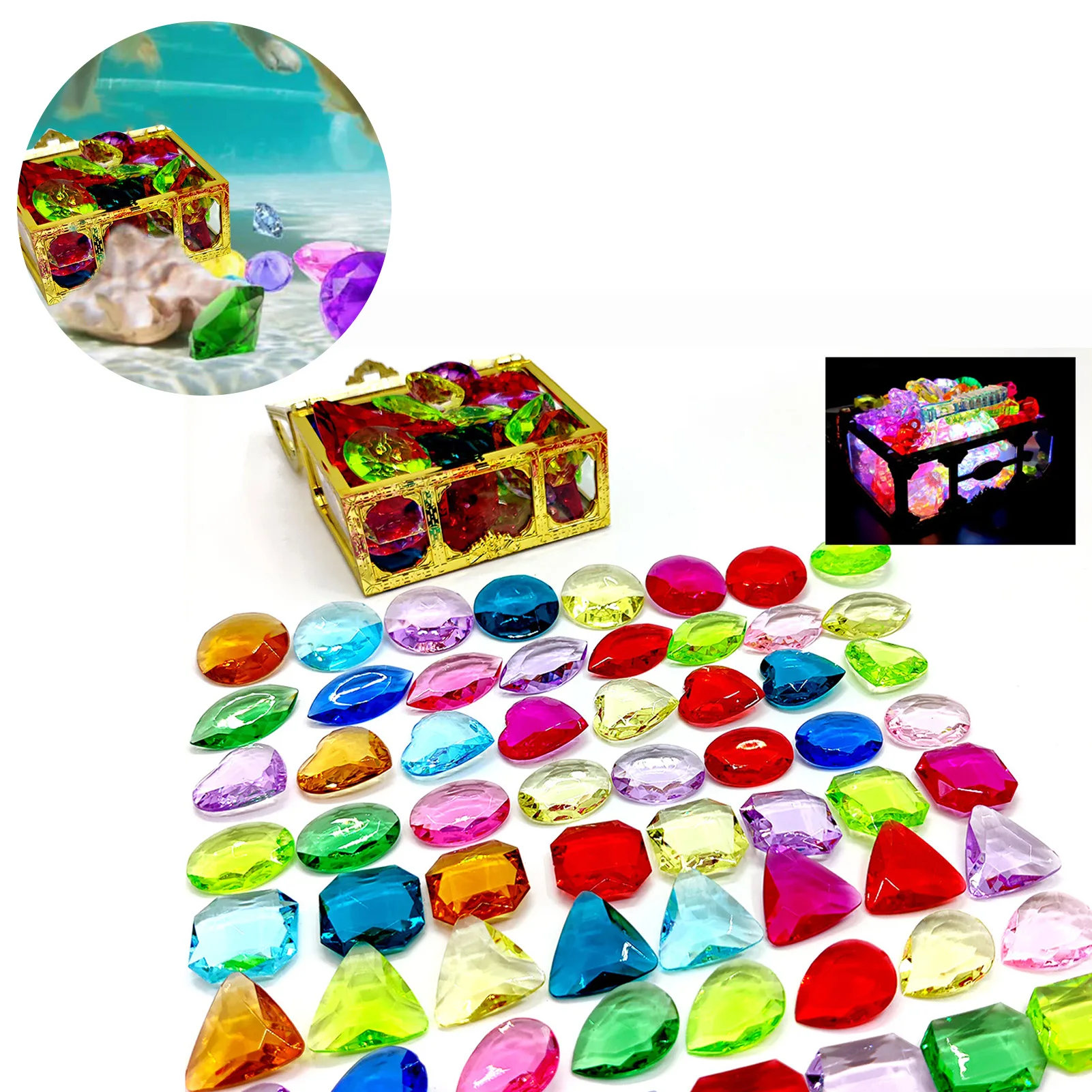 30PCS Boys Girls Multi-Colored Diamond Gems Toy Pirate Treasure Hunt Kids  Toys Jewels Jewelry Speelgoed Meisjes Party Favors