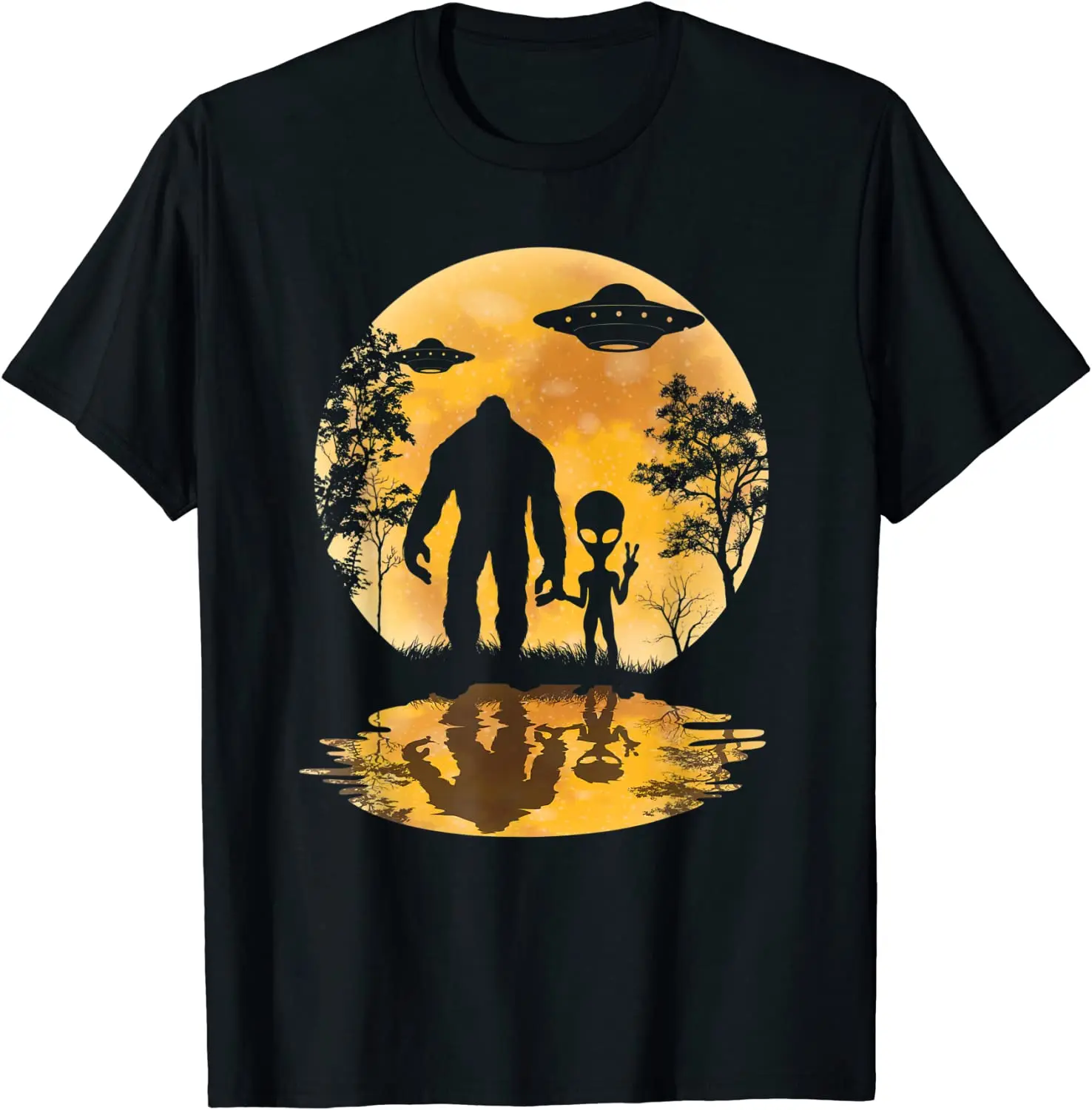 

Alien Bigfoot Moon UFO Extraterrestrial Men Women T-Shirt Men Clothing Casual Cotton Daily Four Seasons Streetwear Hiphop