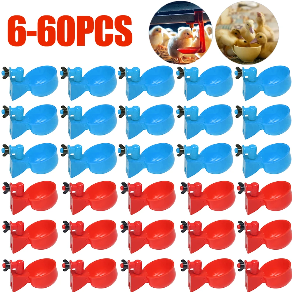 6-60pcs 치킨 오리 마시는 컵 자동 술꾼 치킨 피더 플라스틱 가금류 농장 물 ..