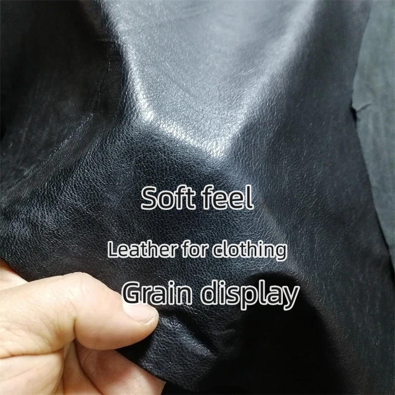 Ultra-Thin Black Sheepskin Leather Fabric - Premium First Layer Leather