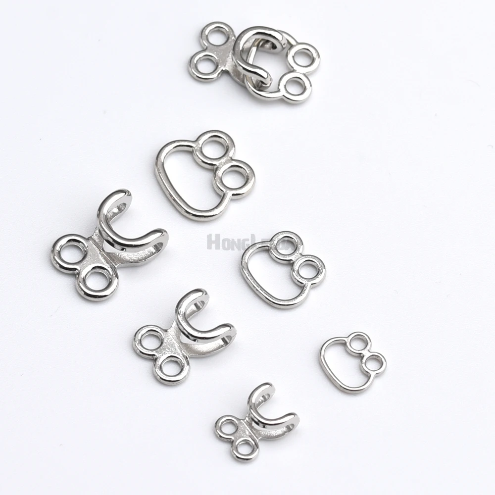 DIY 100sets/lot 2 parts metal brass trousers skirts pants hooks + eyes three sizes silver nickle color HE-029 garment hooks garment sewing accessories