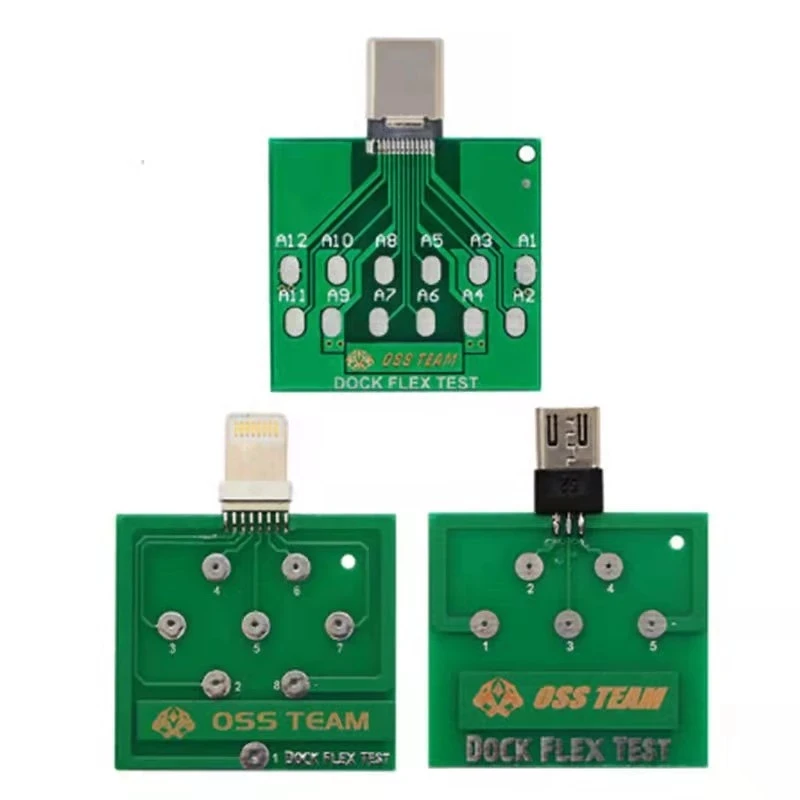 Micro USB Dock Flex Test Board for iPhone 11 xs x 6 7 8 Android Phone U2 Micro USB 8 Pin Type-C Battery Power Charging Dock Flex type c ios andorid socket connector test board with pcb board detection tail plug micro board battery power charging testing