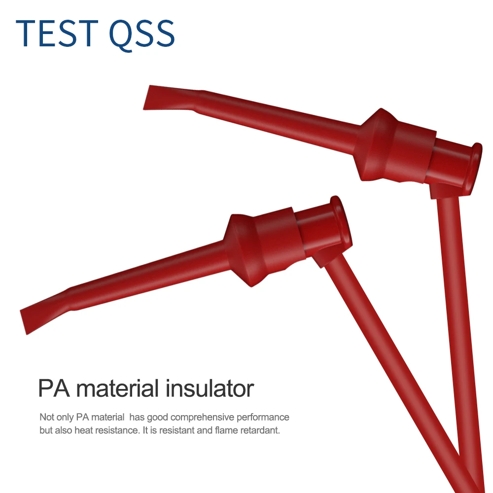 QSS  1M 5Pcs Test Hook Clip to Test Hook Clip Multimeter Test Leads Cable Wire  Insulated Safety  5colors Q.70034