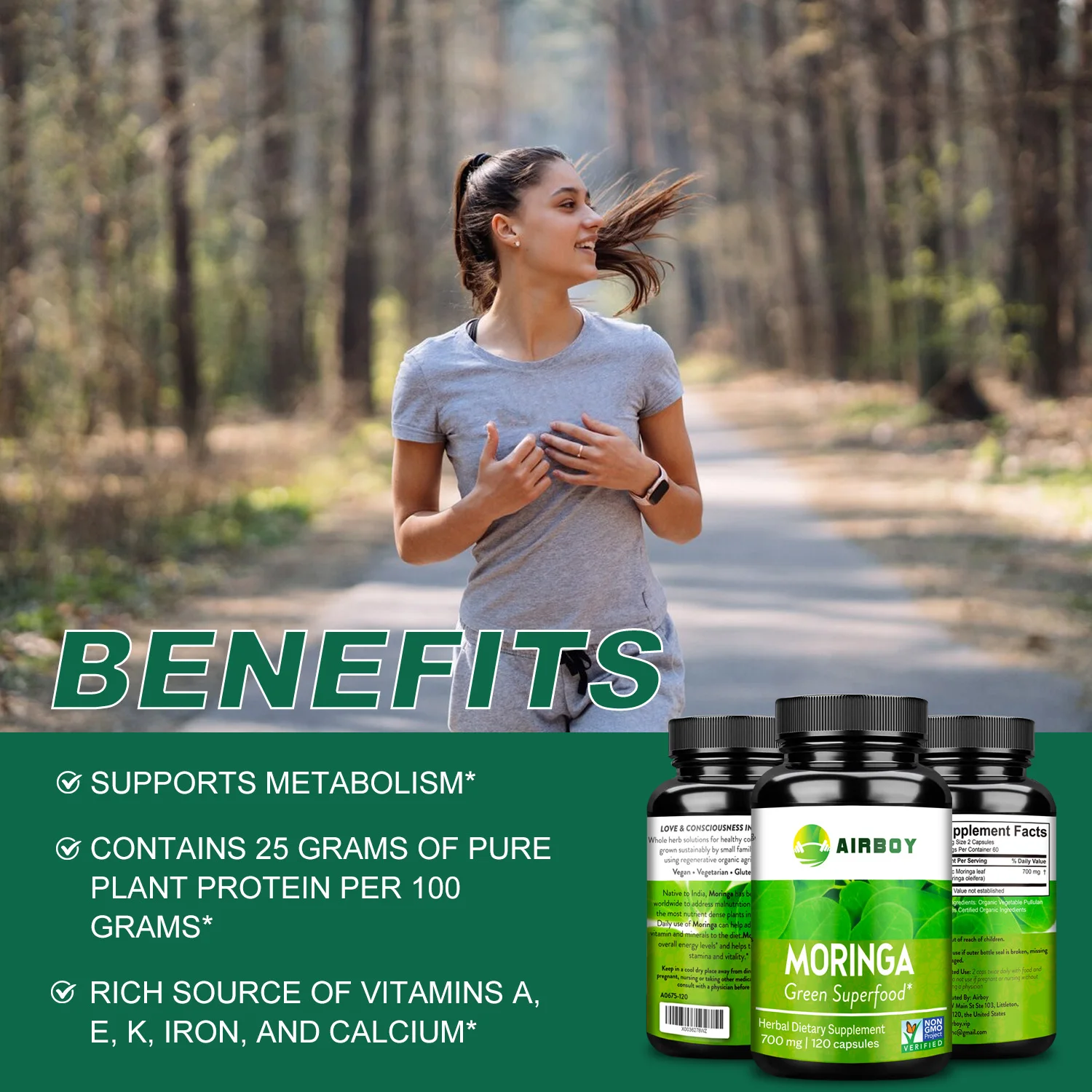 Energy Booster Organic Moringa Capsules Relieve Joint Pain and Promote Energy Production