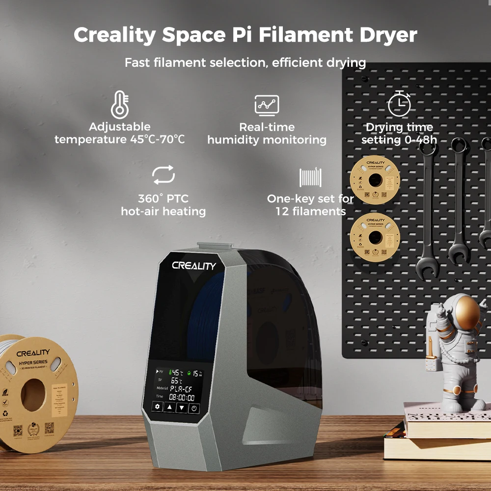 Creality 3D 스페이스 파이 필라멘트 건조기 상자, 필라멘트 조절식 탈수기, 1kg, 45 ℃-70 ℃ 건조 시간 설정, 0-48h 3D 프린터 부품