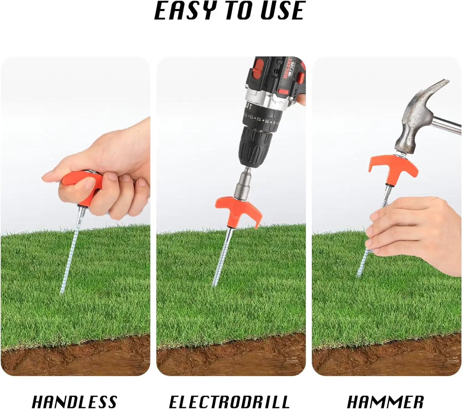 40 Pcs 8" Screw In Tent Stakes Heavy Duty Tent Stakes Drillable Ground Anchors Screw Metal