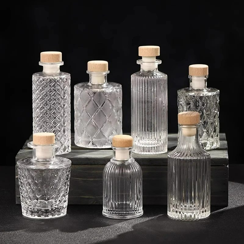 

Cocktail Bitters Bottles Retro Creative Glass With Wooden Lid Sauce Bottle Kitchen Seasoning Tools Bar Bartending Accessories