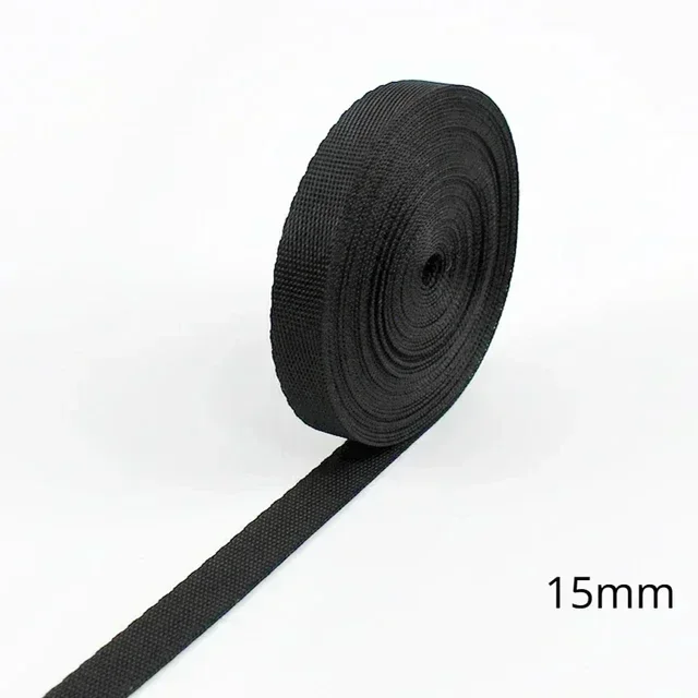 Durable Black Nylon Webbing Straps for DIY Sewing and Craft Projects - 5M Roll, 10-100mm Width