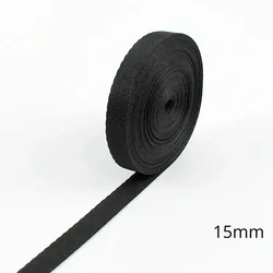 Durable Black Nylon Webbing Straps for DIY Sewing and Craft Projects - 5M Roll, 10 - 100mm Width (15mm)