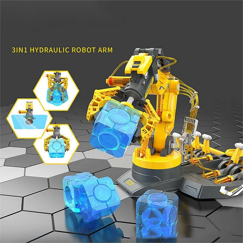 Science Experiment Hydraulic Robot Mechanical Arm Diy 3in1 Assembled