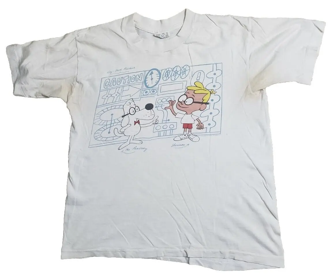 Vtg Stanley Desantis Mr Peabody Cresta Way Back Machine T Shirt Xs Maniche Lunghe O Corte