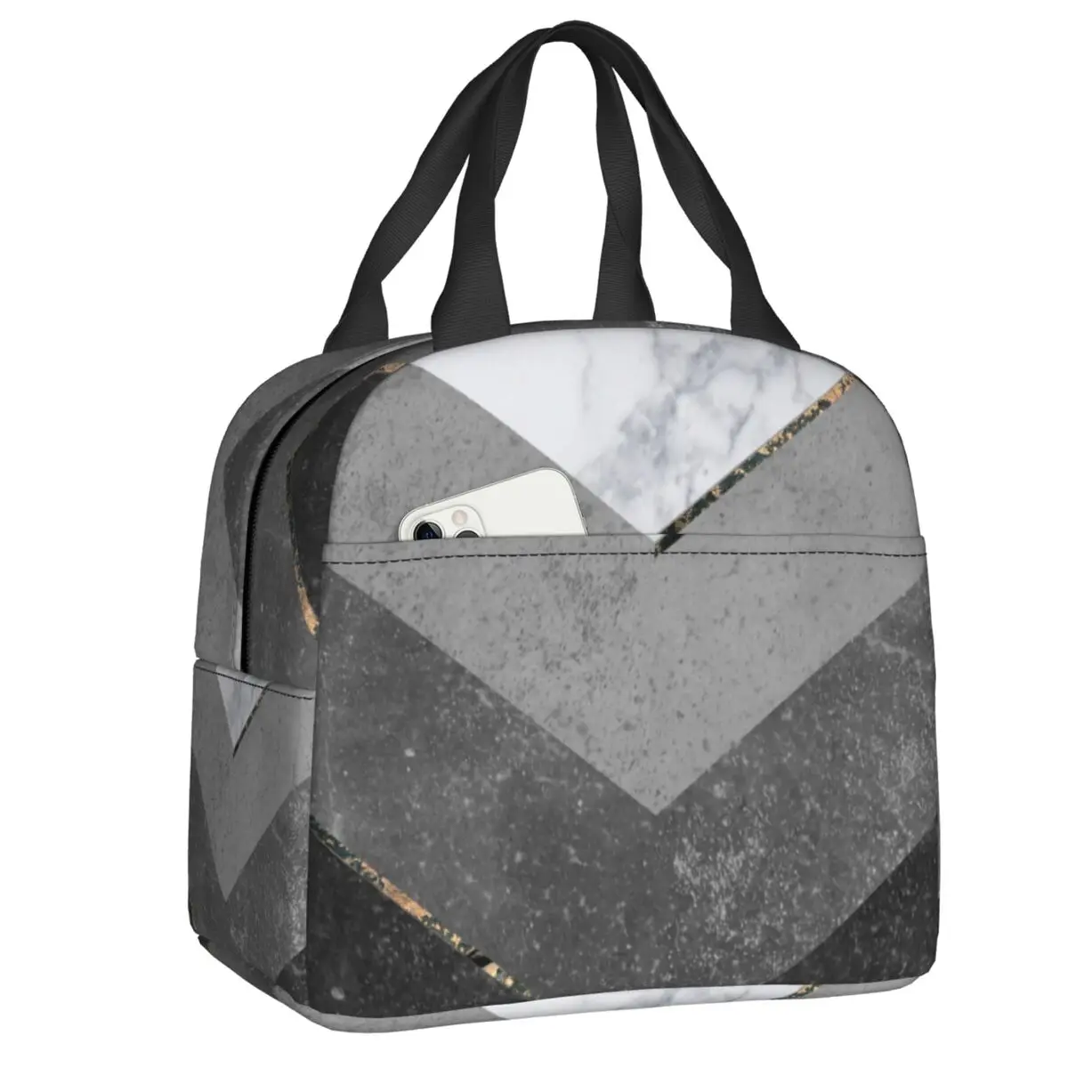 Marble Lunch Box for Women White Marble Stone Teens Girls Cooler Insulated  Lunch Bag Tote Freezable Shoulder Strap Waterproof Picnic Meal for School