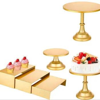 6-piece golden metal cake rack and golden dessert table display set suitable for weddings, birthdays, anniversaries, baby shower 1