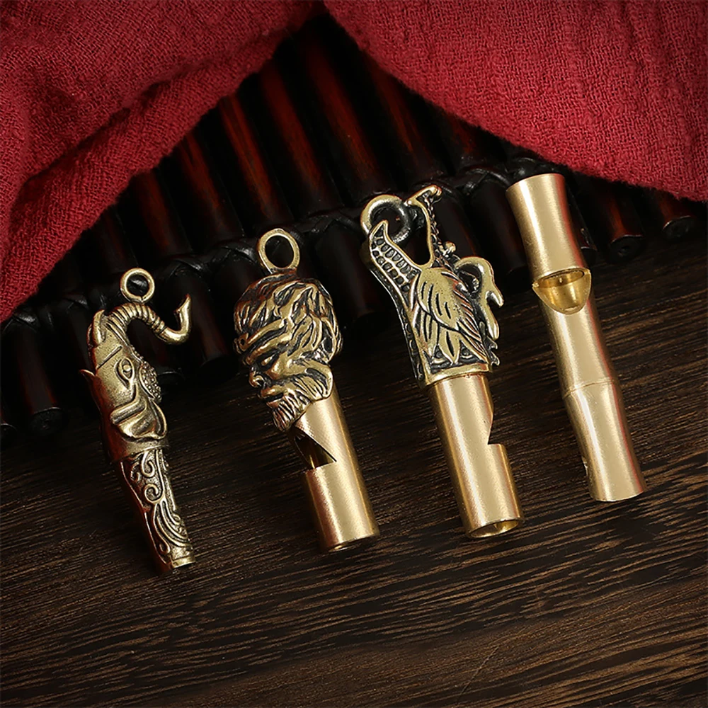 

Solid Brass Outdoor Whistle Keyring, 6 Style Whistle DIY Brass Whistle Pendant,Training Treble Whistle Pendant Gift Keyring
