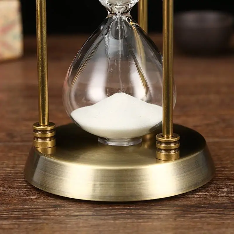 15/30 Minutes Brass Metal Hourglass European Retro Office Bookshelf Study Ornaments Sand Clock Home Indoor Decoration Timer Gift 5