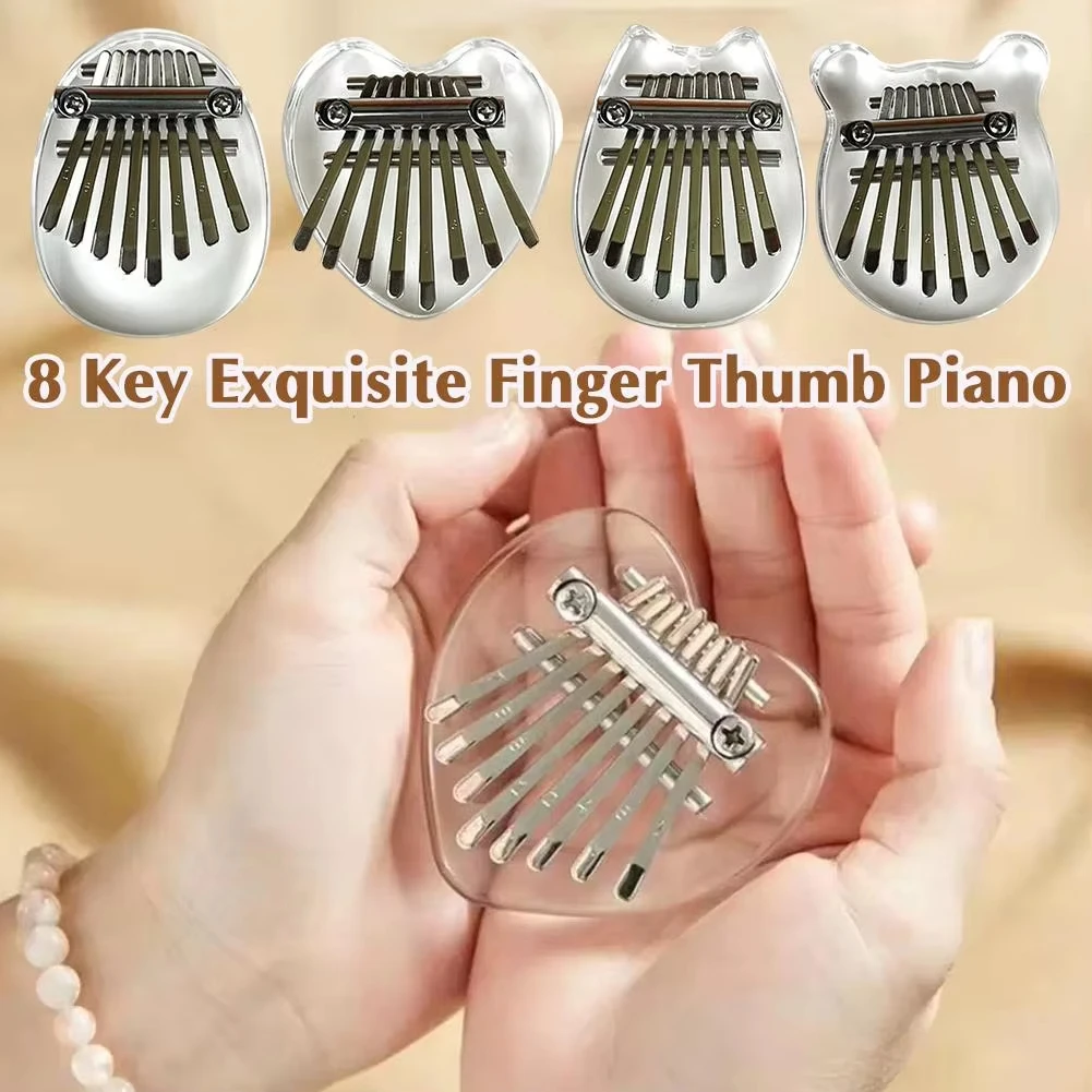 Miwayer Portable 8-Tone Thumb Piano Beginners Wooden Kalimba Transparent Crystal Finger Piano Musical Instrument