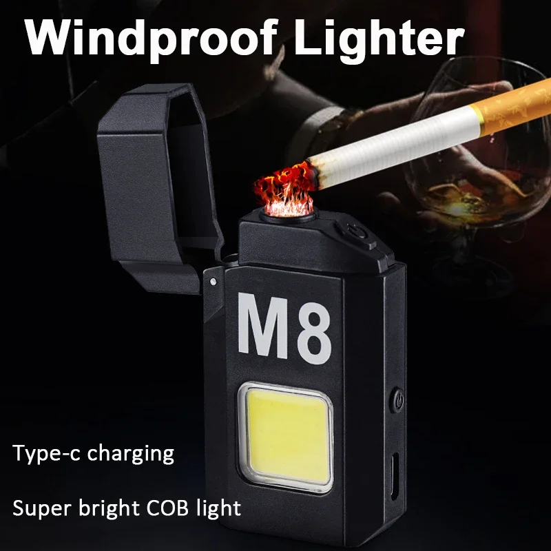 

Mini Flashlight LED Light Type C Rechargeable Pulse Flameless Lighter USB Convenient Multi-Function Ornament Men Boy friend Gift