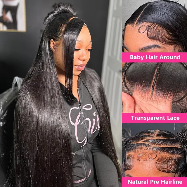 30 36 Inch Straight 13x4 Lace Front Human Hair 250% Glueless 5x5 Closure Wigs Brazilian Bone Straight 13x6 HD Lace Frontal Wig 3