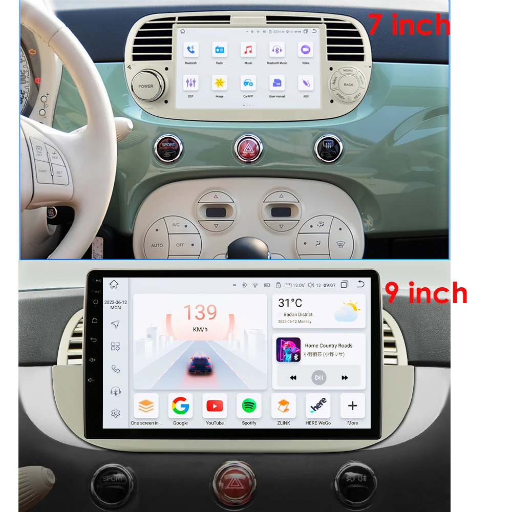 1Din Android 12 AI Stimme Carplay Android Auto Radio Für FIAT 500 Auto Multimedia GPS 4G autoradio RDS 4G-LET SWC KEINE DVD