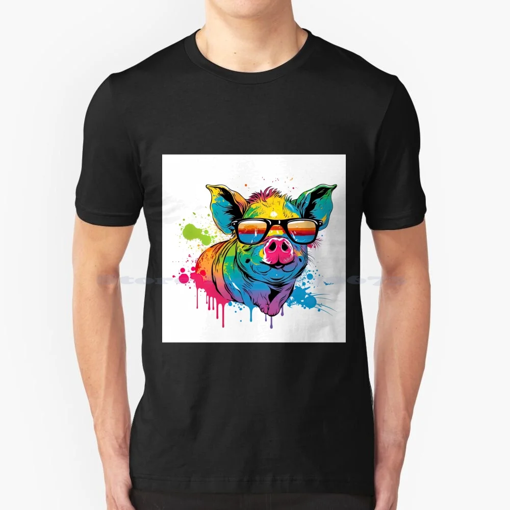 Maiale Indossando Occhiali Da Sole T Shirt 100% Cotone Tee Shaun Bianco Shaunwhiteart Swa Maiale Animale Pop Art Arte Moderna