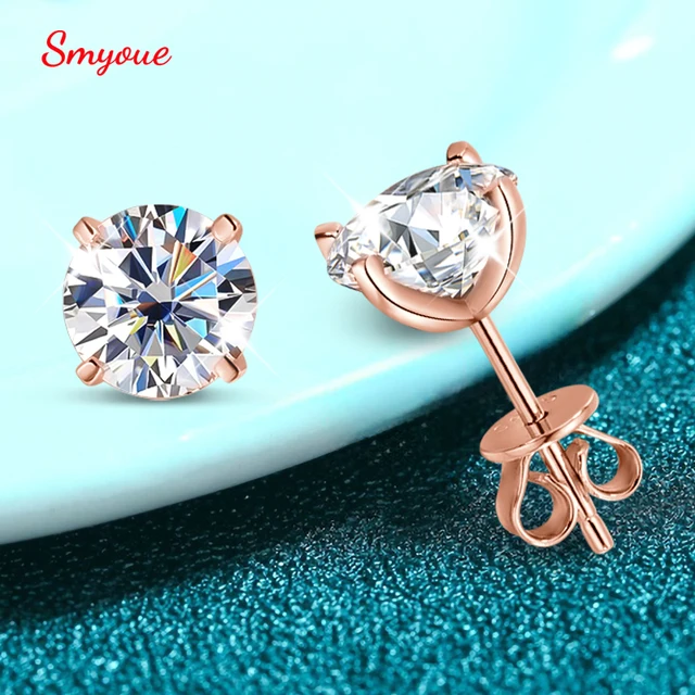51915-52da17.jpg Smyoue 0.2-3CT Rose Gold Color Moissanite Stud Earrings for Women Sparkling Classic Wedding Lab Diamond Earring Pure 925 Silver