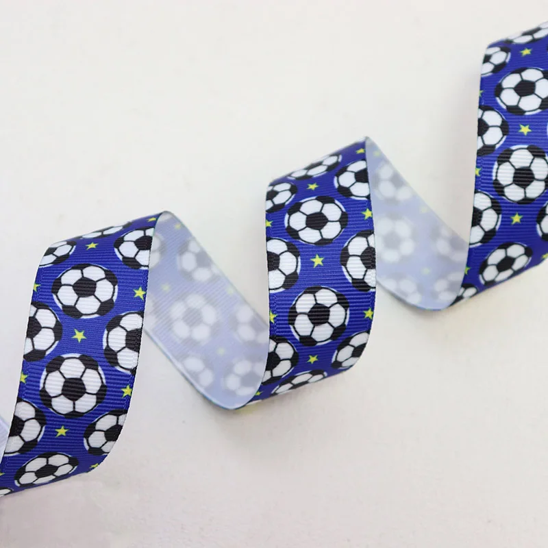 9mm 25mm 38mm Sports Soccer Football Print Grosgrain Ribbon Hairbows Materials Band DIY Sewing Accessories Gift Packing Crafts