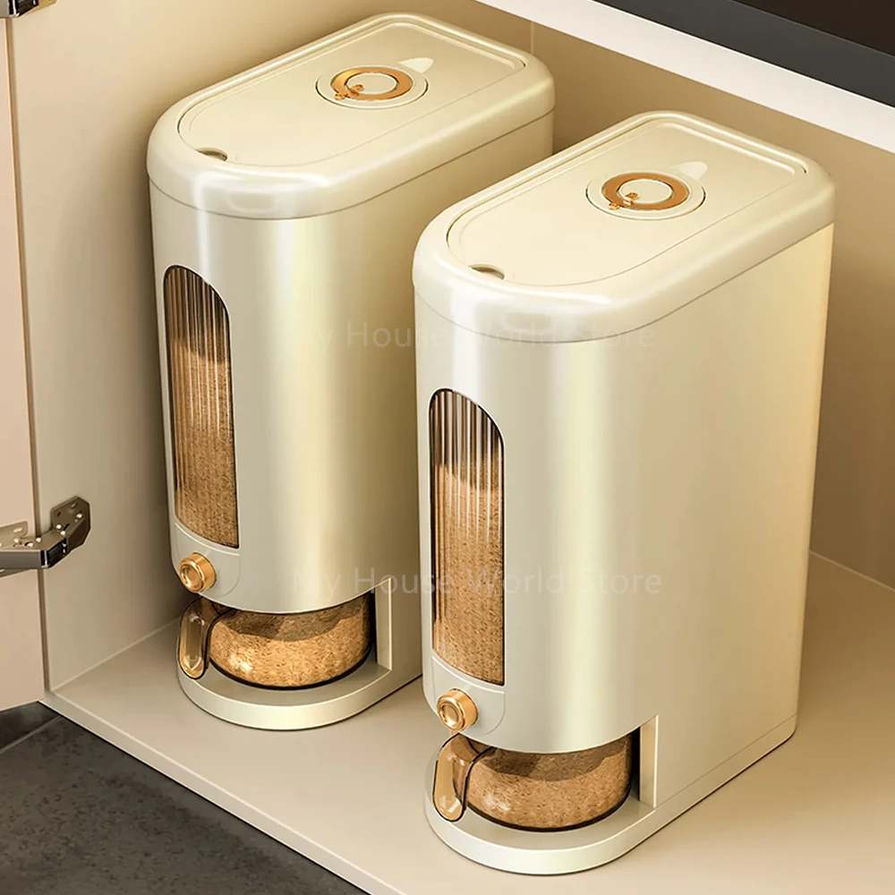 5KG Rice Storage Organizer Automatic Plastic Cereal Dispenser Storage Box Large Capacity Keep Dry Fresh Pet