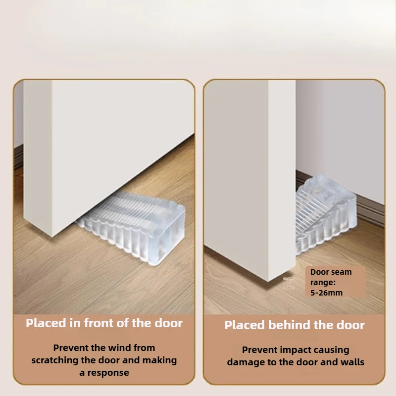 Door Stopper Silicone Door Stopper Silicone Door Stop Wedge: Reusable, Shock-Absorbent Safety Stoppers for Home and Offices, Ensures Anti-Collision Protections