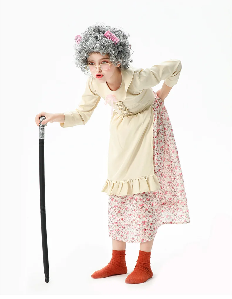 white christmas dresses Girls 100 Days of School Old Lady Costume Grandma Cosplay Outfit Dress –  Sun Baby main image 1