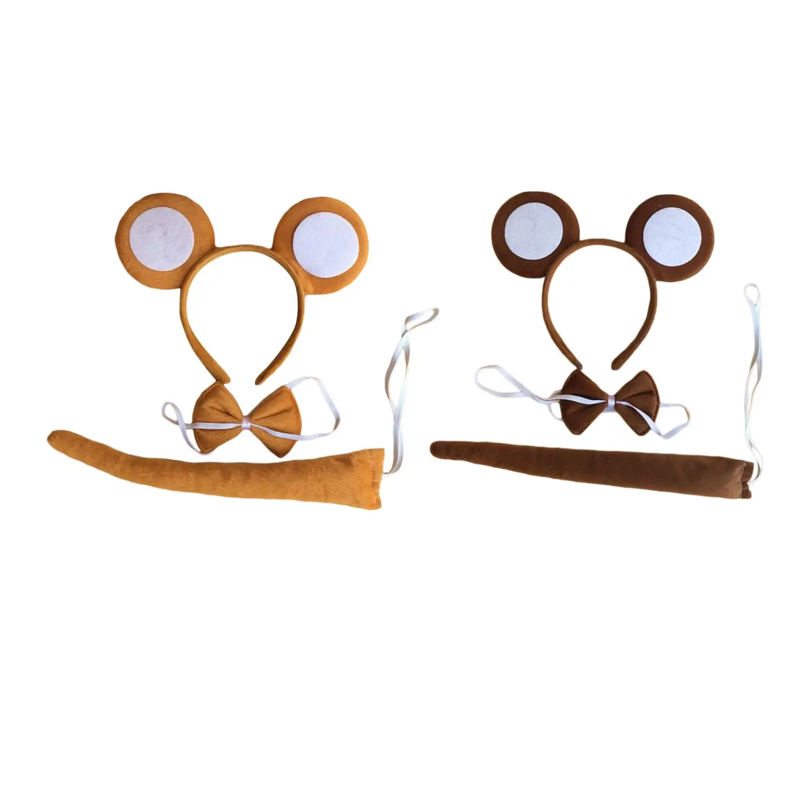 

Monkey Ears, Bow Tie and Tail Set Cosplay Fancy Dress Child Adults Headwear Animal Costume Set Hair Hoop for Party Roles Play