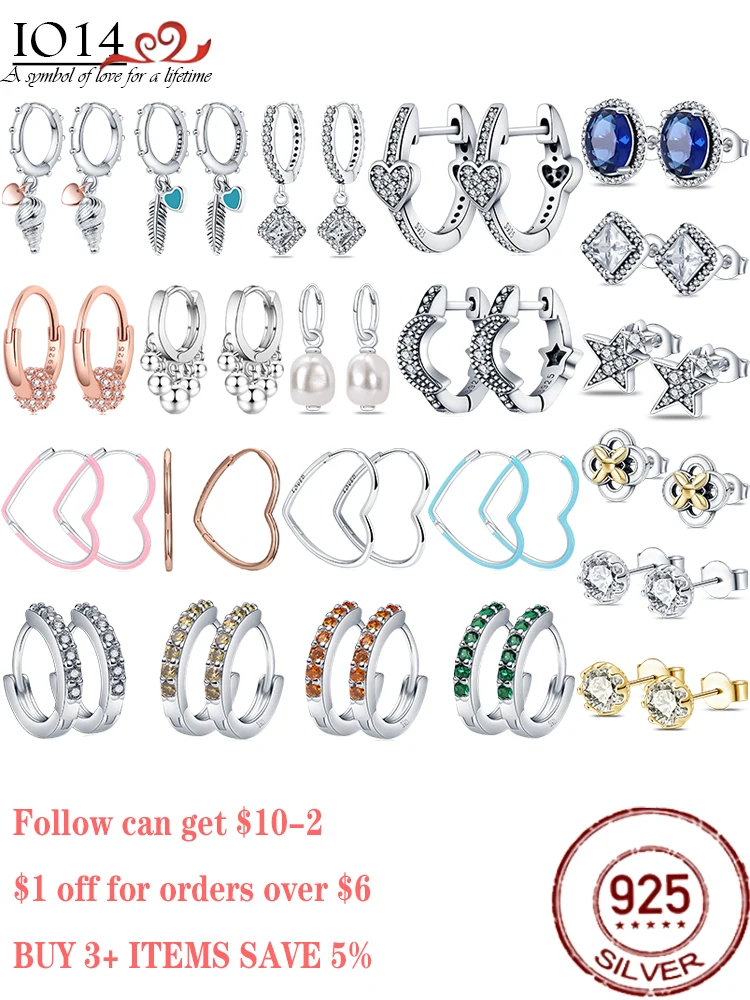 2022 Charm Double Hoop Earrings 925 Silver Fit Original Brand Charms Diy Fine Jewelry Gift For Women Fine Earring Making Gift