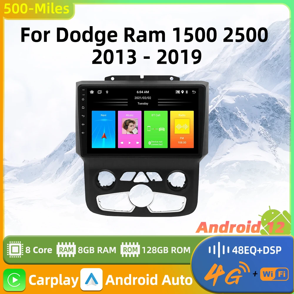 

Автомагнитола 2 Din, Android, мультимедиа для Dodge Ram 1500, 2500, 2013-2019, GPS-навигация, Carplay, автомобильное Стерео Авторадио, головное устройство