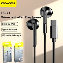 Awei PC-7T/PC-7 Wire-controlled Headset With Microphone Hands-free Calling Ergonomic Headphone Type-C Earphone For Smartphones