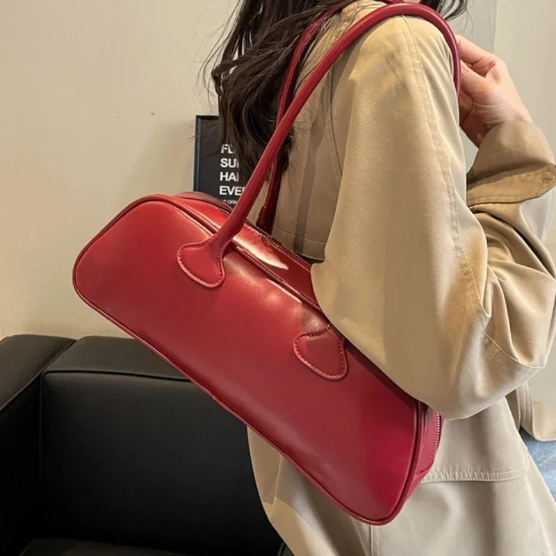 Women Handbags Advanced Sense Retro Pu Zipper Ladies Shoulder Bags for Women
