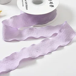 Handmade Wrinkled Lace Edge Ribbon for Gift Wrapping and Floral Decorations - 10 Yards (Lilac purple)