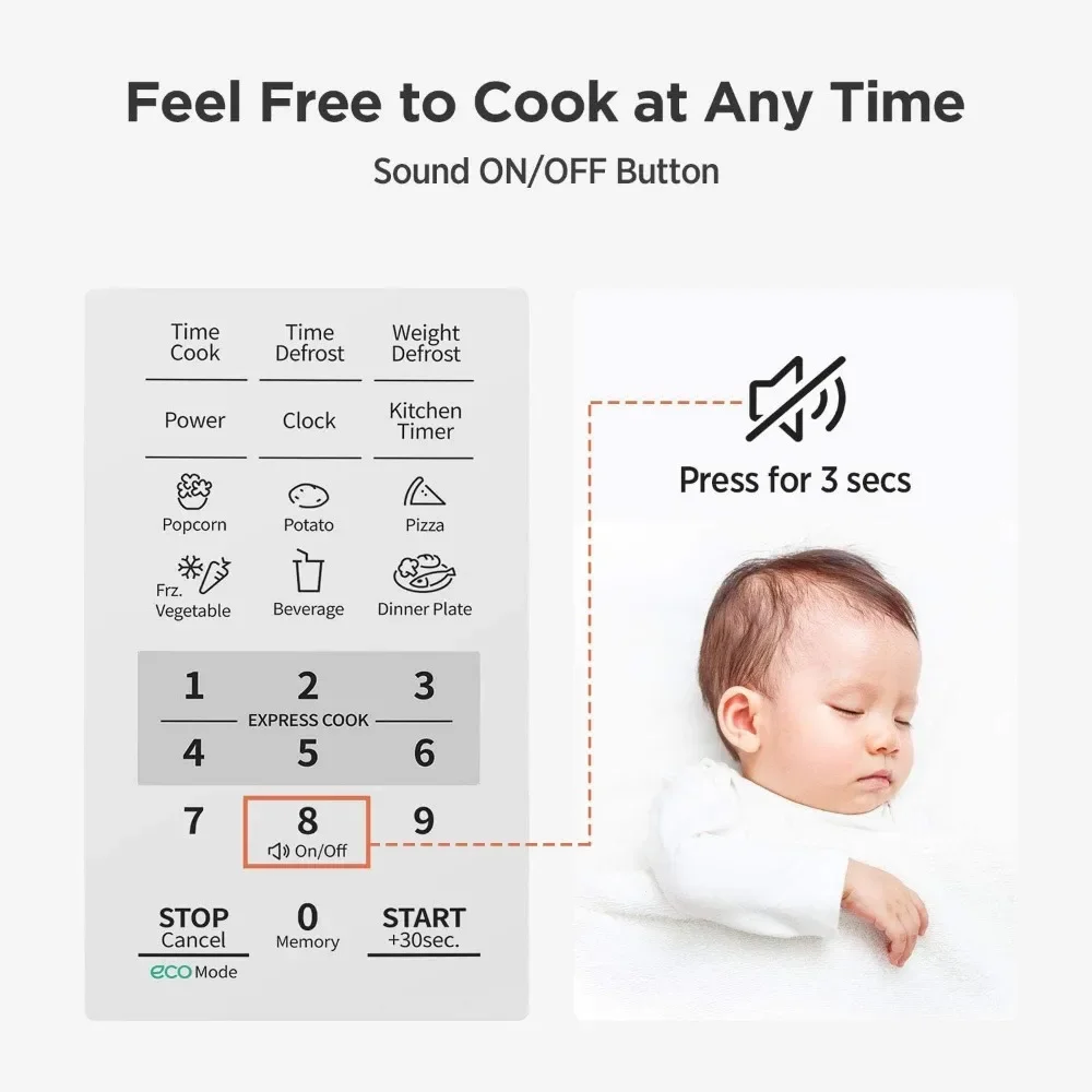 COMFEE' EM720CPL-PM Countertop Microwave Oven with Sound On/Off, ECO Mode and Easy One-Touch Buttons, 0.7 Cu Ft/700W Pearl White 4